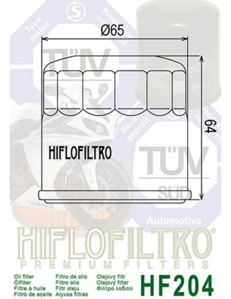 HIFLOFILTRO HF204 Filtro Olio Moto Honda Yamaha Kawasaki